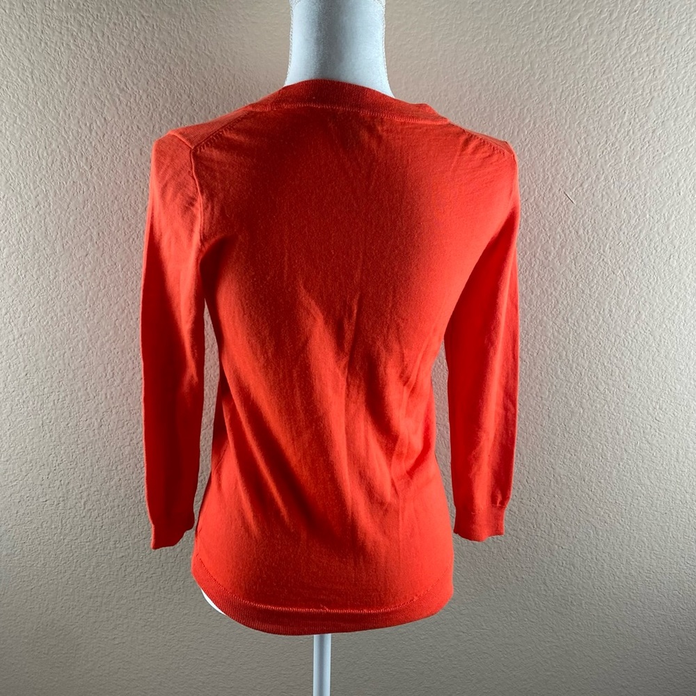 Jcrew Red-Orange 3/4 Sleeve 100% Merino Wool Sweater sz Small - Picture 2 of 4